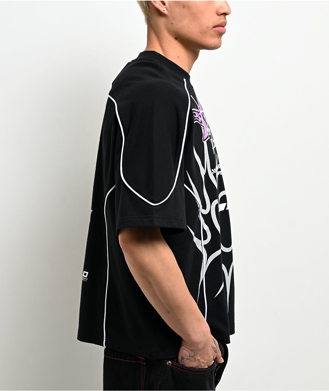 Ninth Hall Criminal Jersey Black Crop T-Shirt