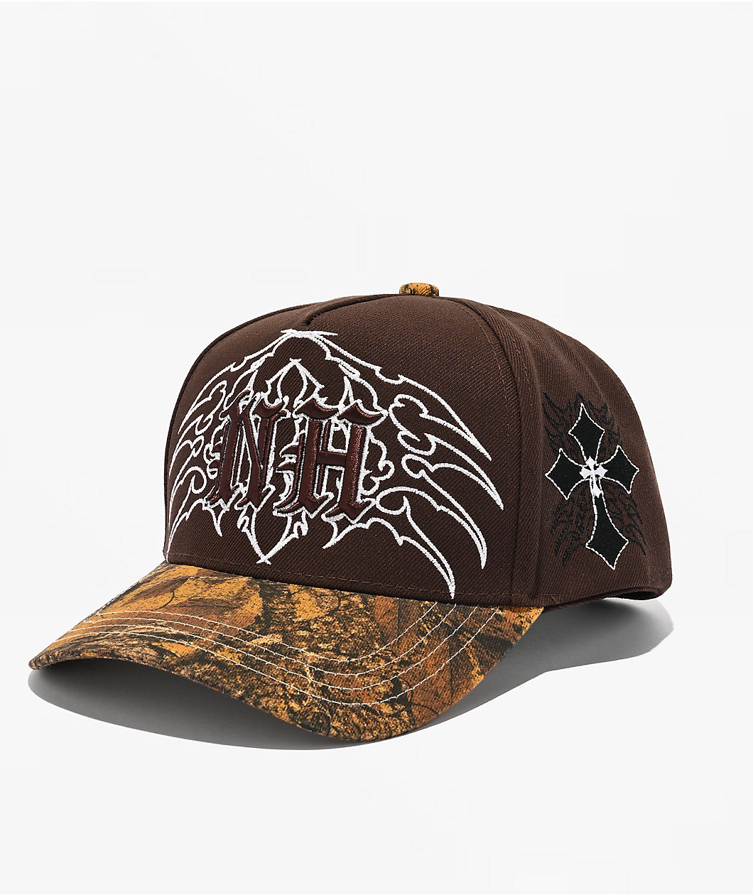Ninth Hall Cross A-Frame Brown & Camo Snapback Hat