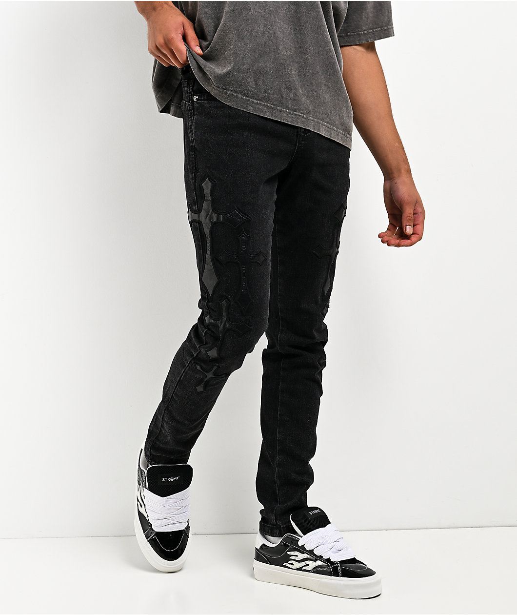 Ninth Hall Crosses Black Wash Skinny Jeans