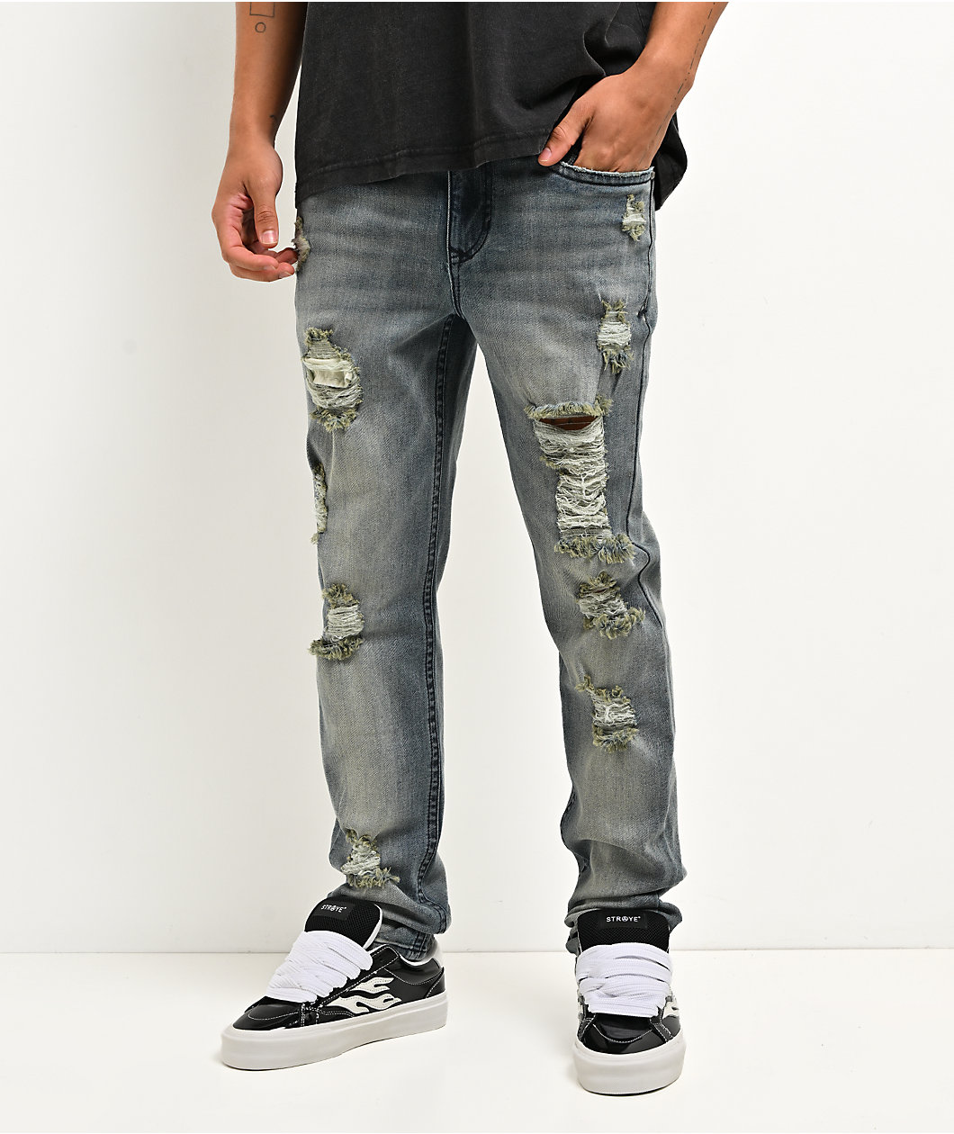 Ninth Hall Destroy Blue Wash Skinny Jeans
