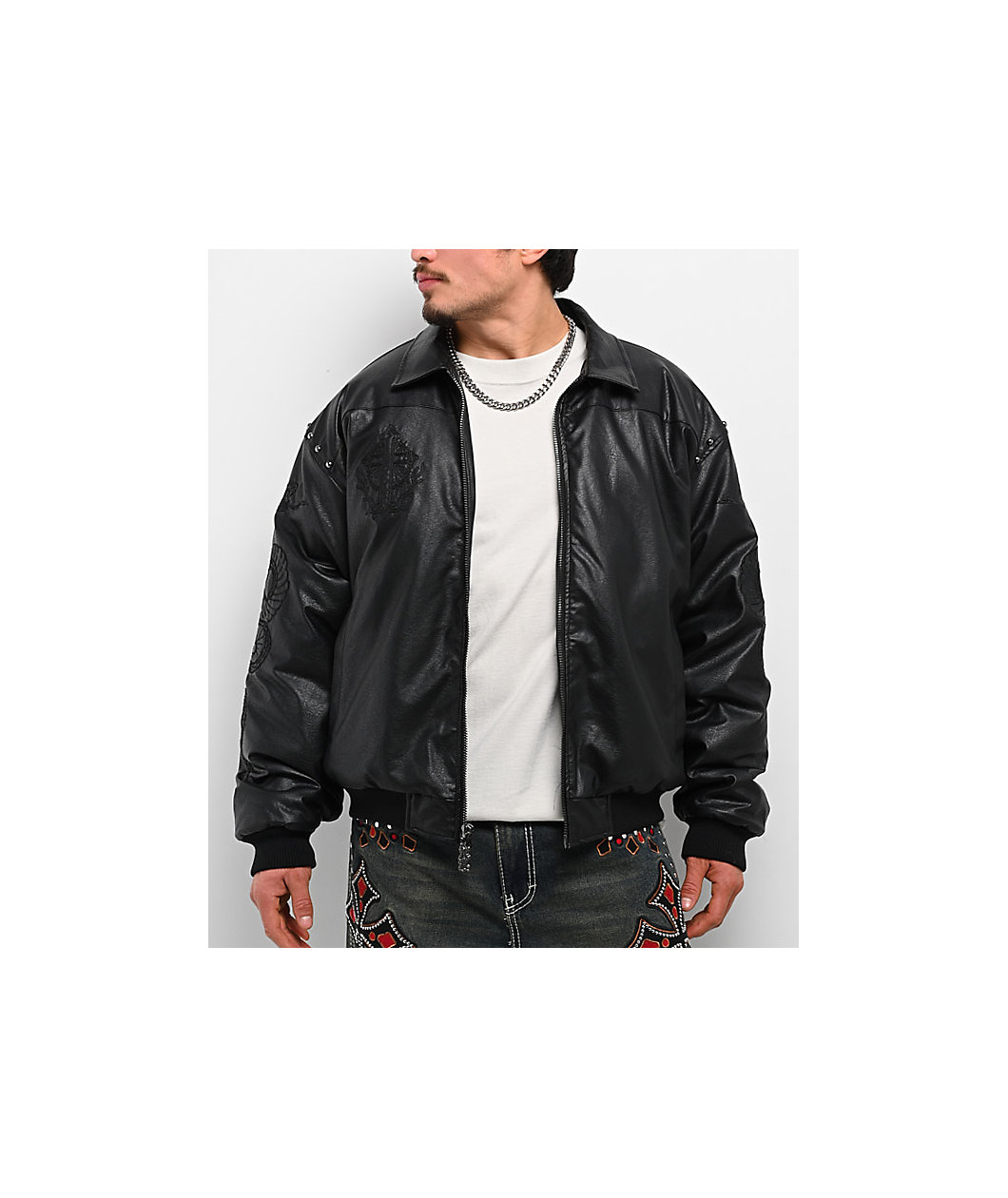 Ninth Hall Dismantle Studded Black Bomber Jacket