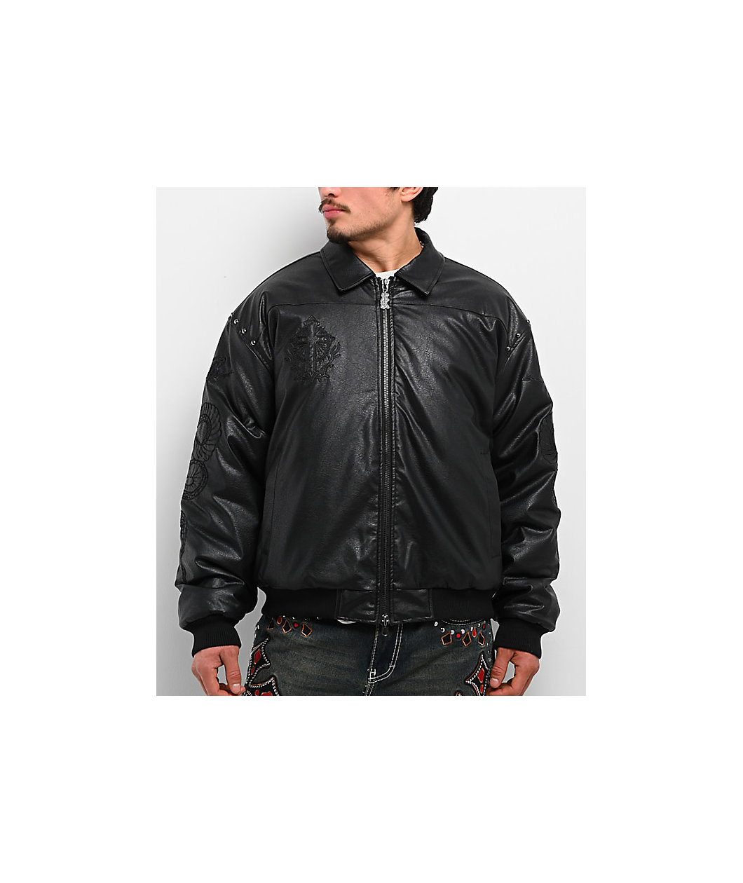 Ninth Hall Dismantle Studded Black Bomber Jacket