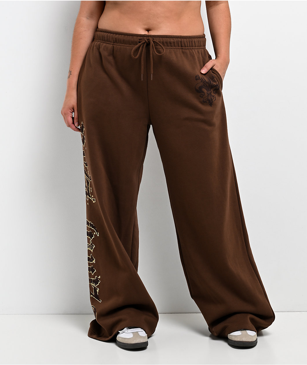 Ninth Hall Divine Conflict Brown Wide Leg Sweatpants