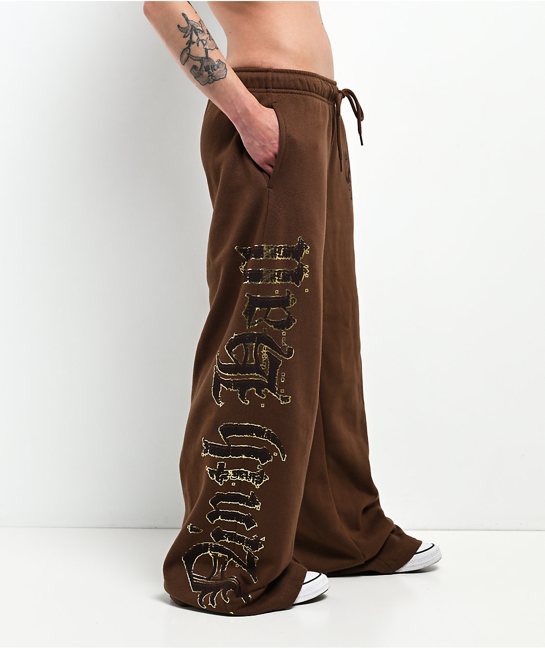 Ninth Hall Divine Conflict Brown Wide Leg Sweatpants