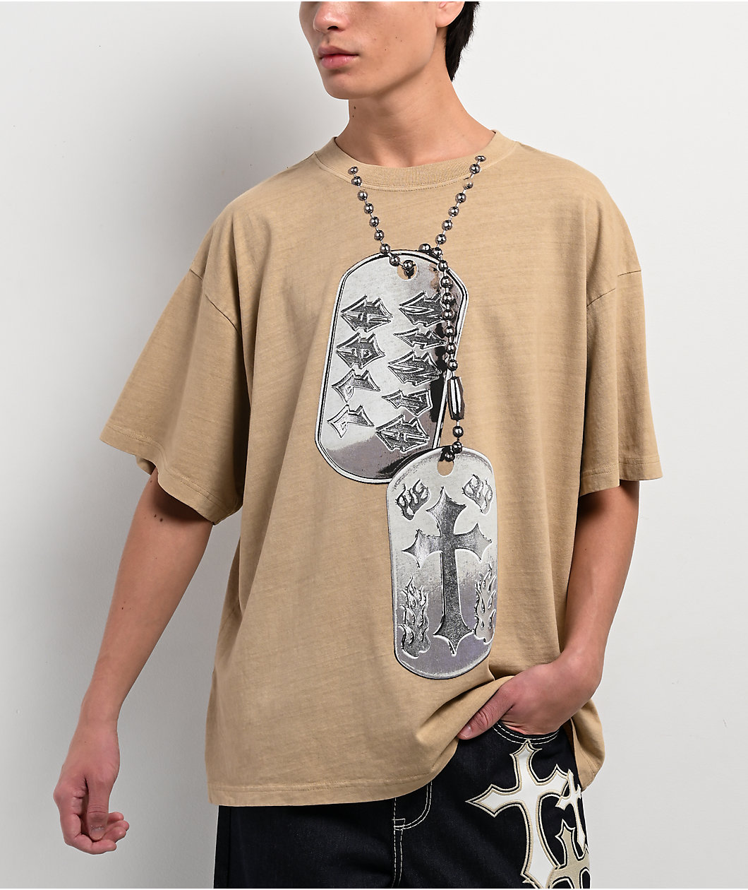 Ninth Hall Dog Tags Vintage Sand T-Shirt
