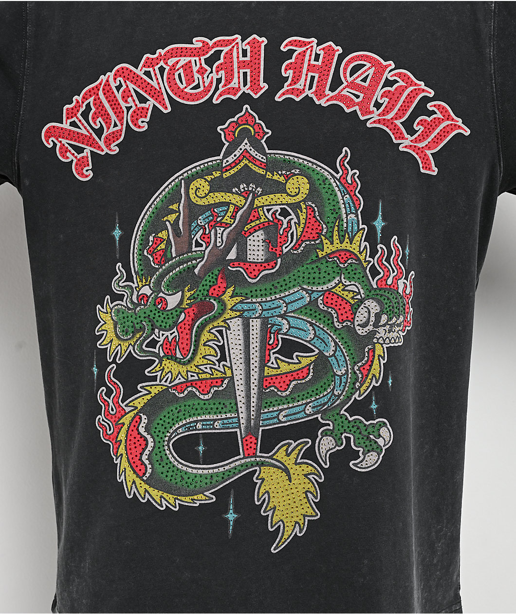Ninth Hall Dragon Fire Charcoal Wash Boxy T-Shirt