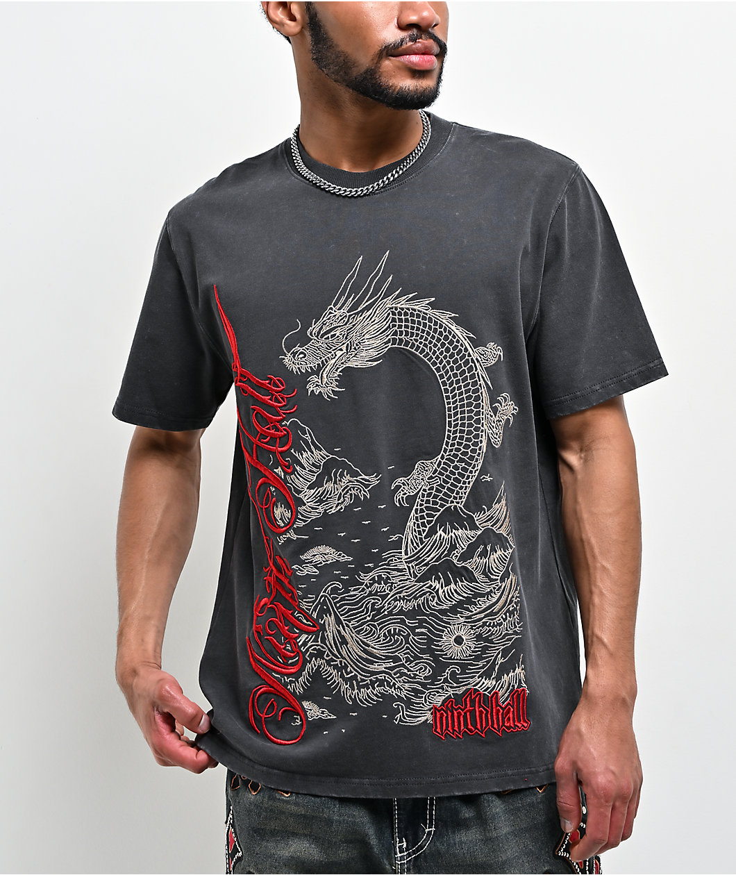 Ninth Hall Dragon Mountain Charcoal Wash T-Shirt