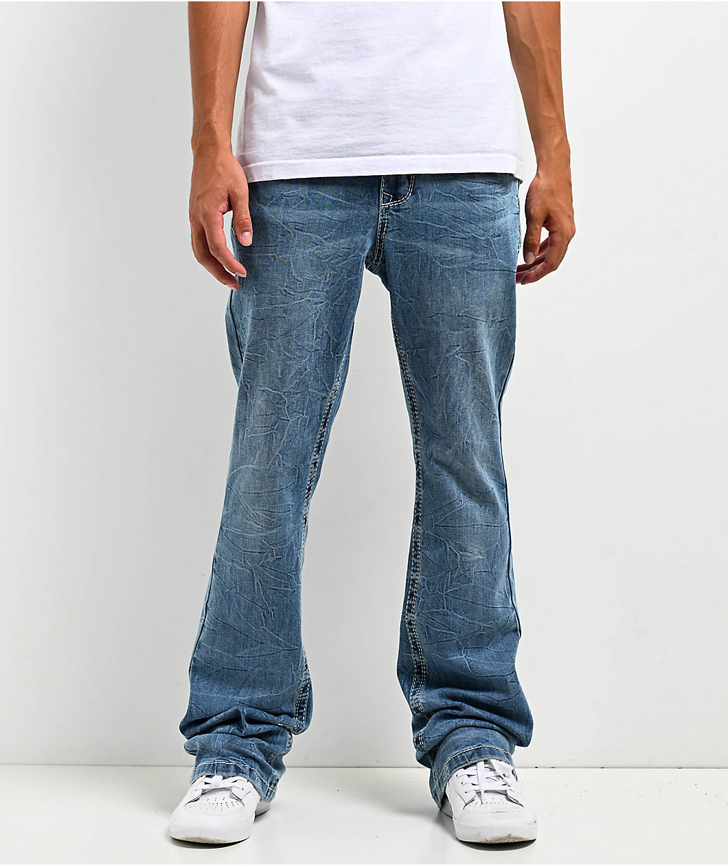 Ninth Hall Eagle Signal Fracture Stacked Flare Jeans