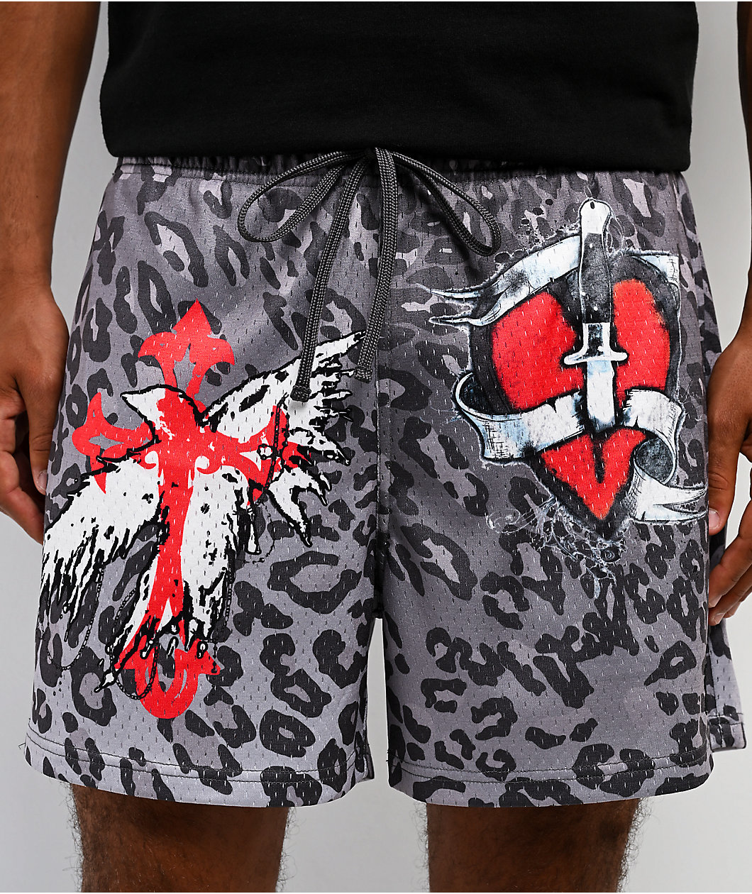 Ninth Hall Fade Leopard Grey Mesh Shorts
