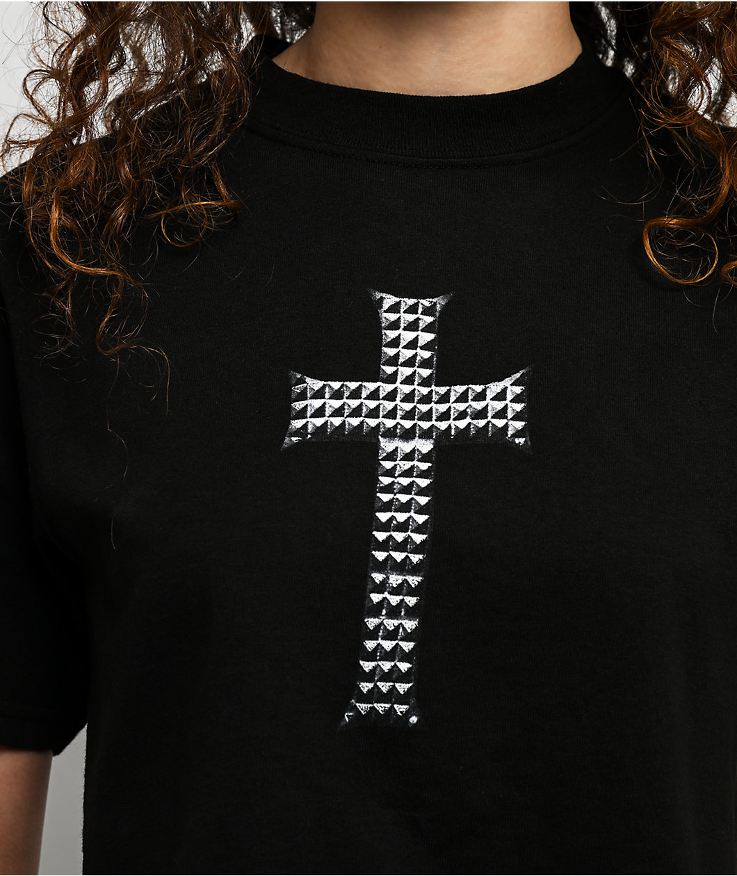 Ninth Hall Faux Cross Black Boxy Crop T-Shirt