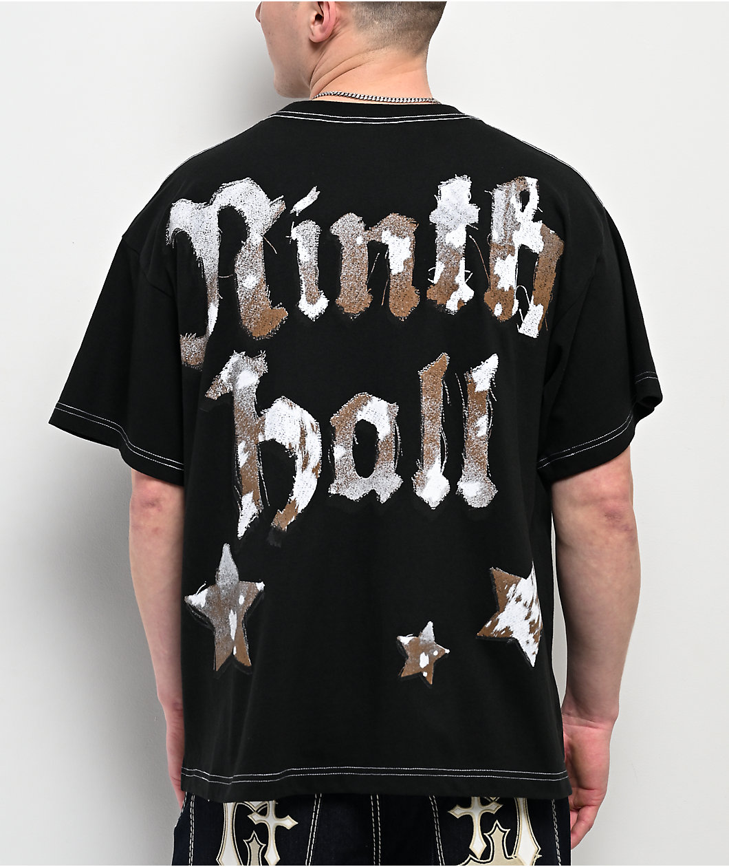Ninth Hall Faux-ny Hair Black Boxy T-Shirt