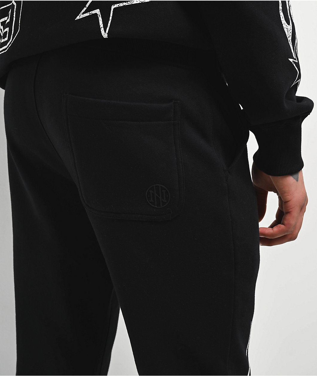 Ninth Hall Flame Black Stacked Flare Sweatpants