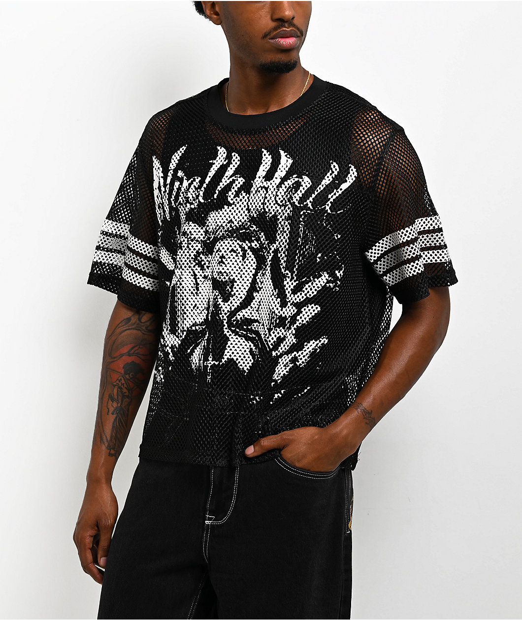 Ninth Hall Flock Black Crop Football Jersey