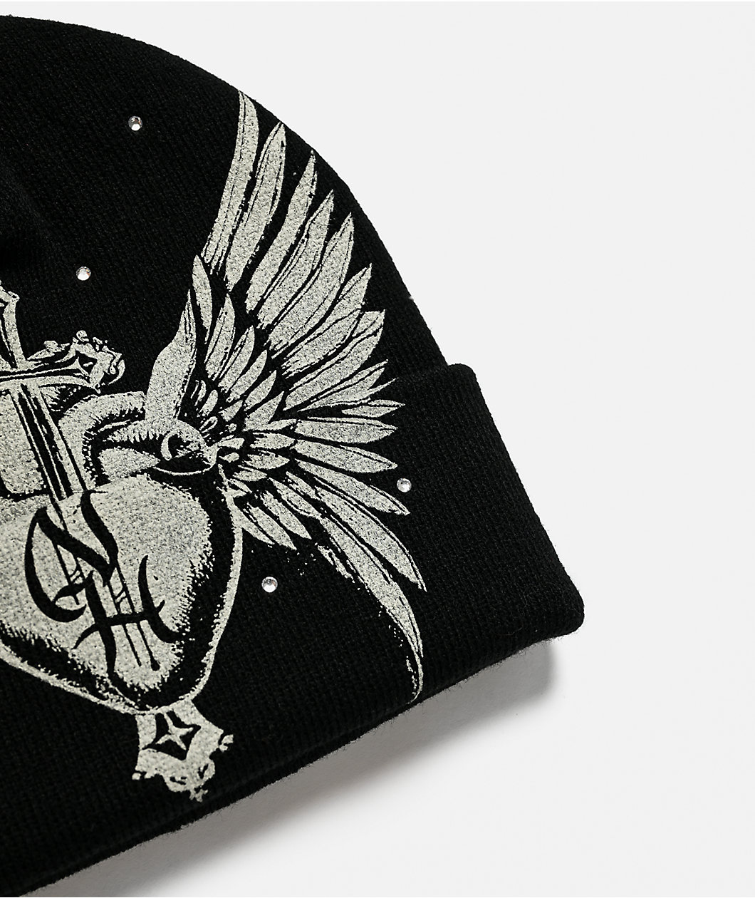 Ninth Hall Fluttering Heart Black Beanie
