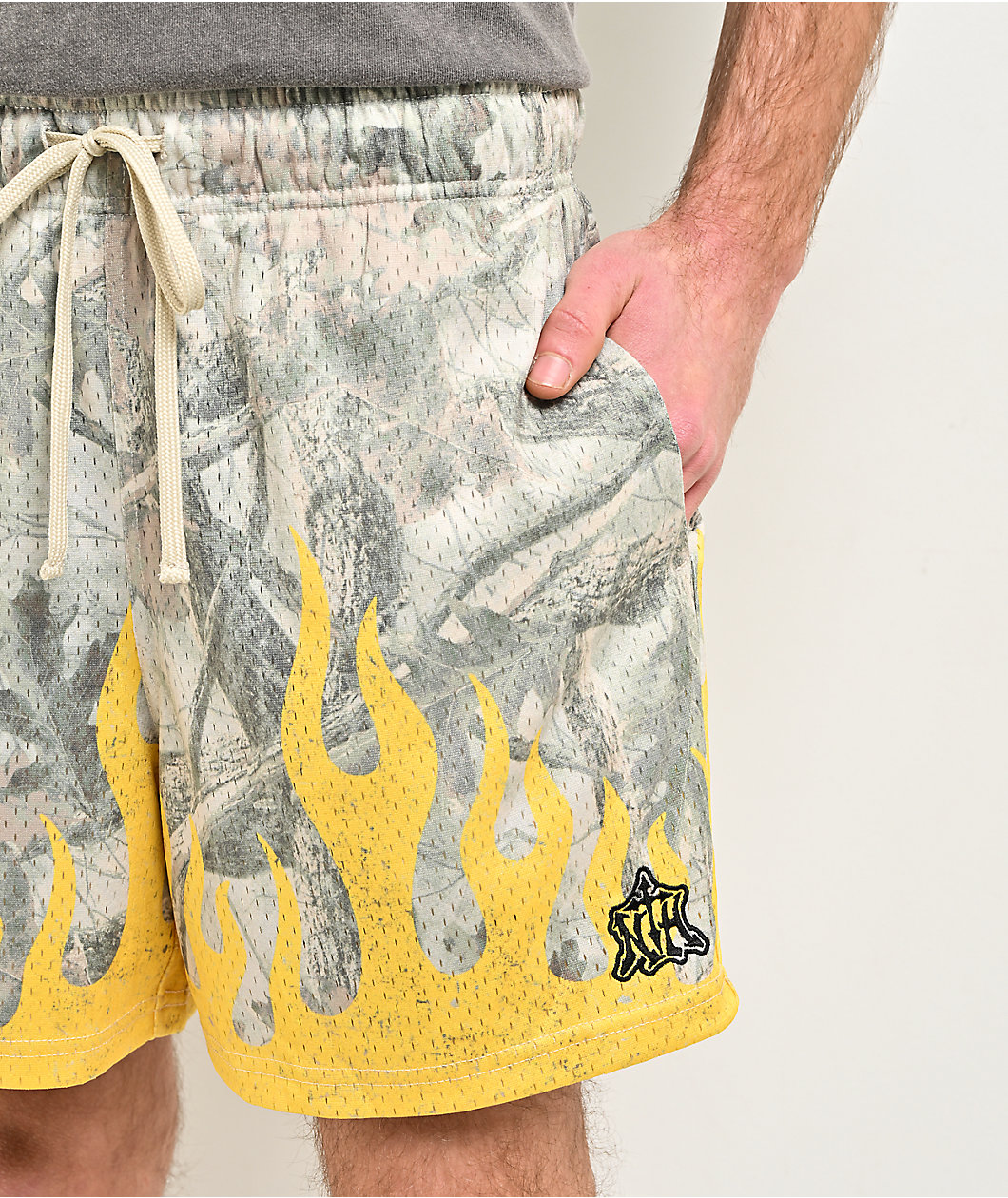 Ninth Hall Forest Fire Camo & Yellow Mesh Short