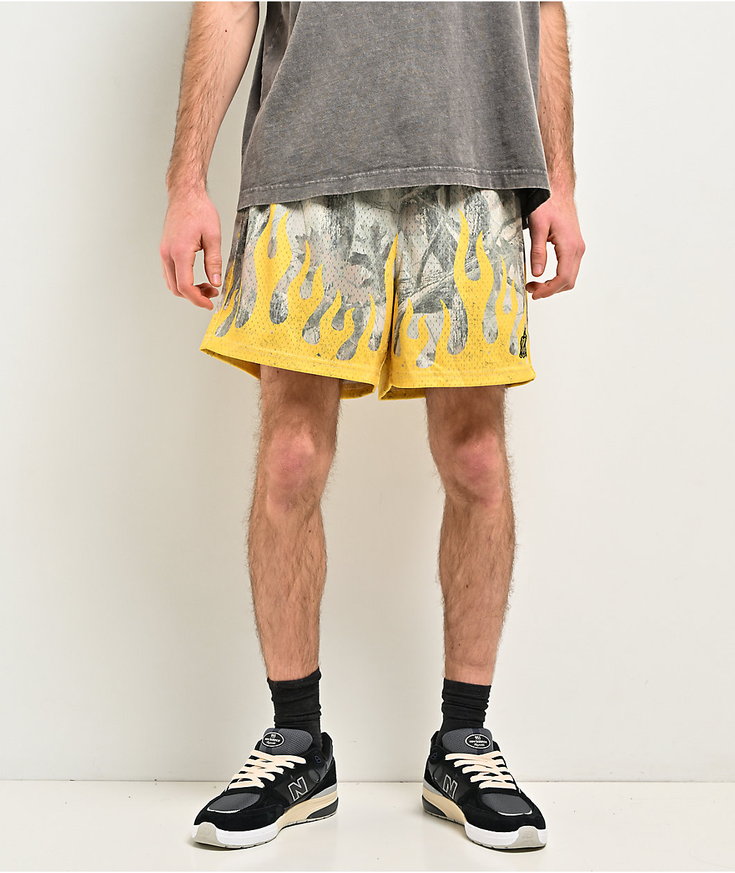 Ninth Hall Forest Fire Camo & Yellow Mesh Short