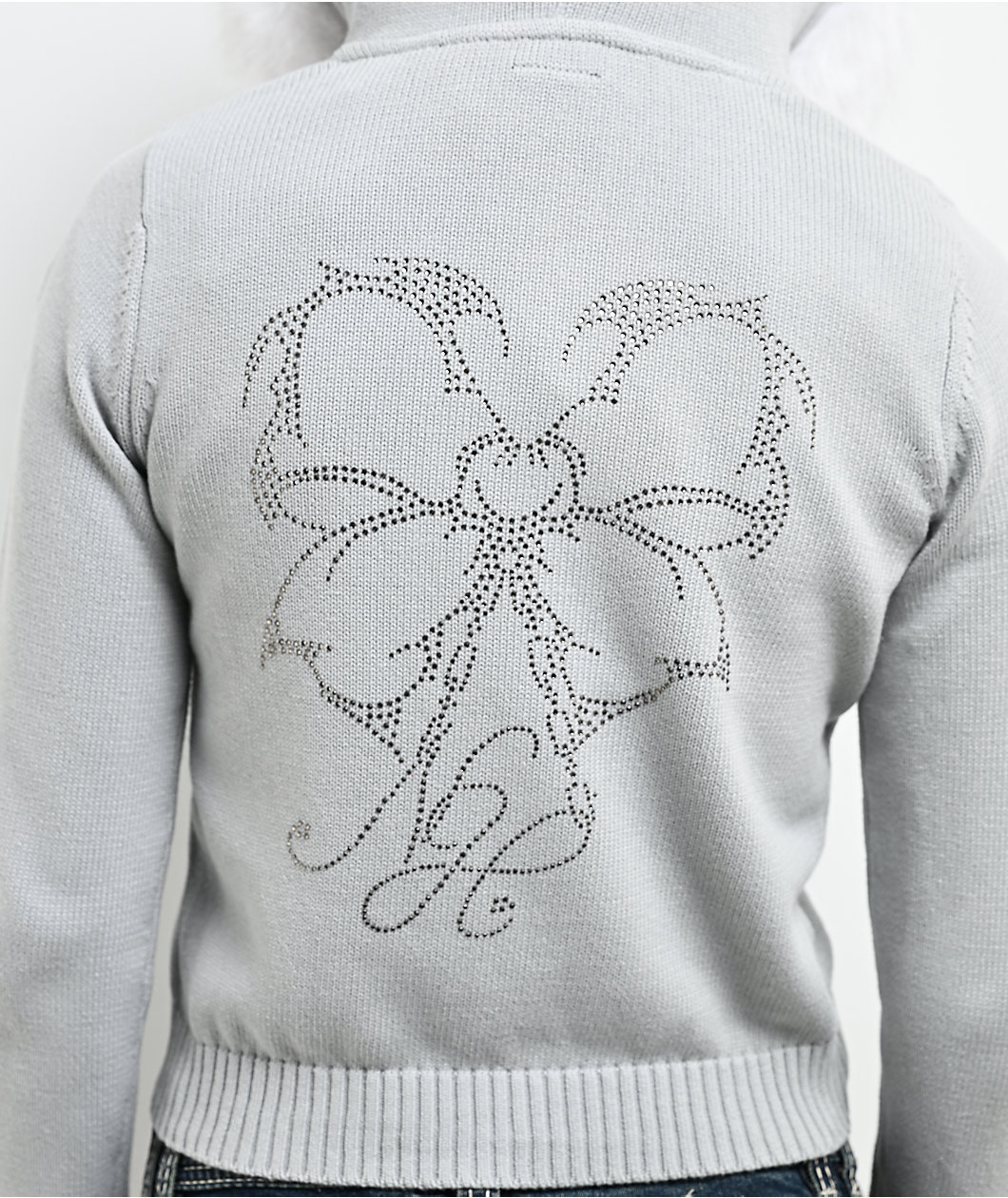 Ninth Hall Fragile Faux Fur Grey Zip Up Hoodie