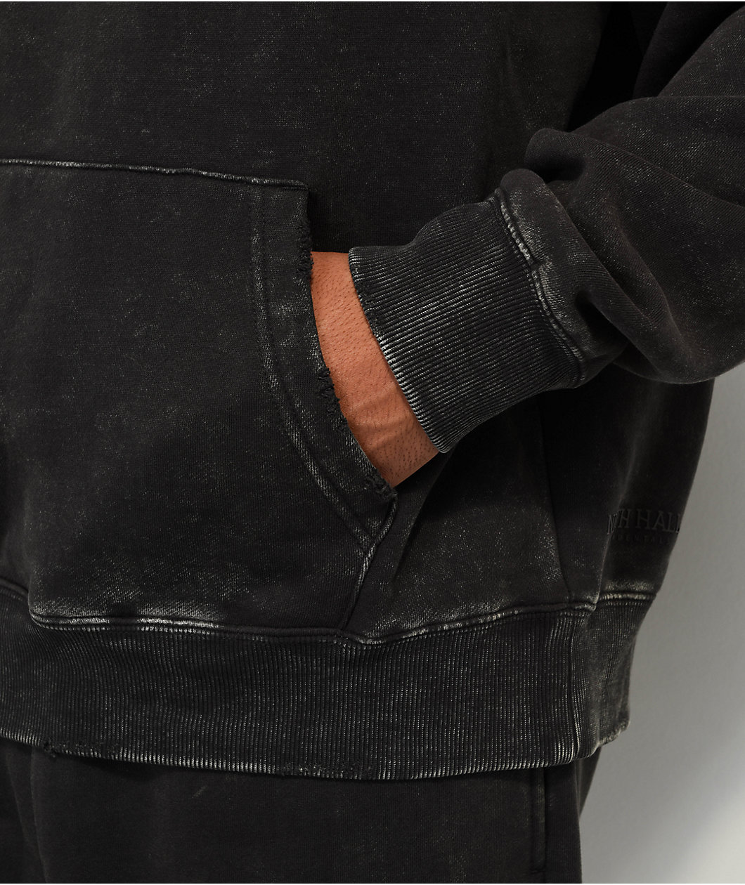 Ninth Hall Fundamentals Ash Wash Distressed Boxy Hoodie