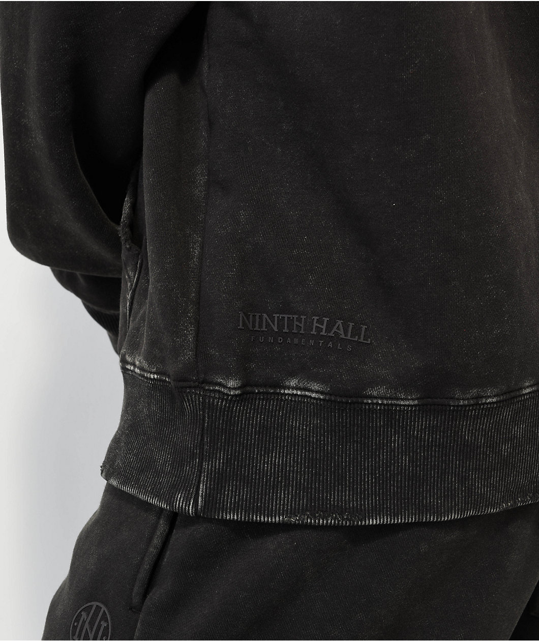 Ninth Hall Fundamentals Ash Wash Distressed Boxy Hoodie