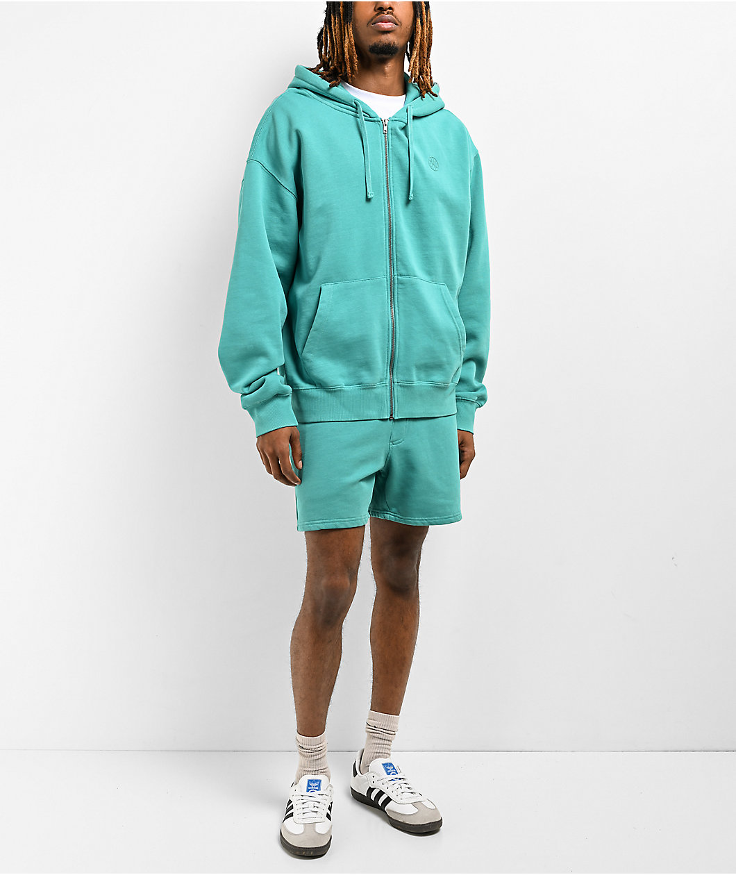 Ninth Hall Fundamentals Bay Blue Boxy Zip Hoodie