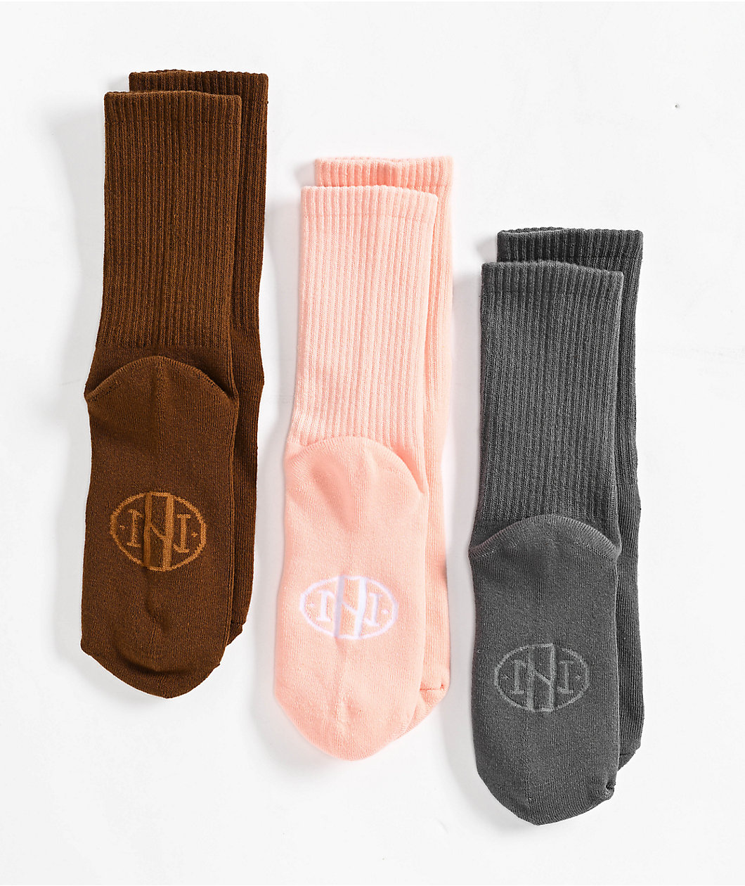 Ninth Hall Fundamentals Beryl Gargoyle, Crystal Rose & Bison 3 Pack Crew Socks