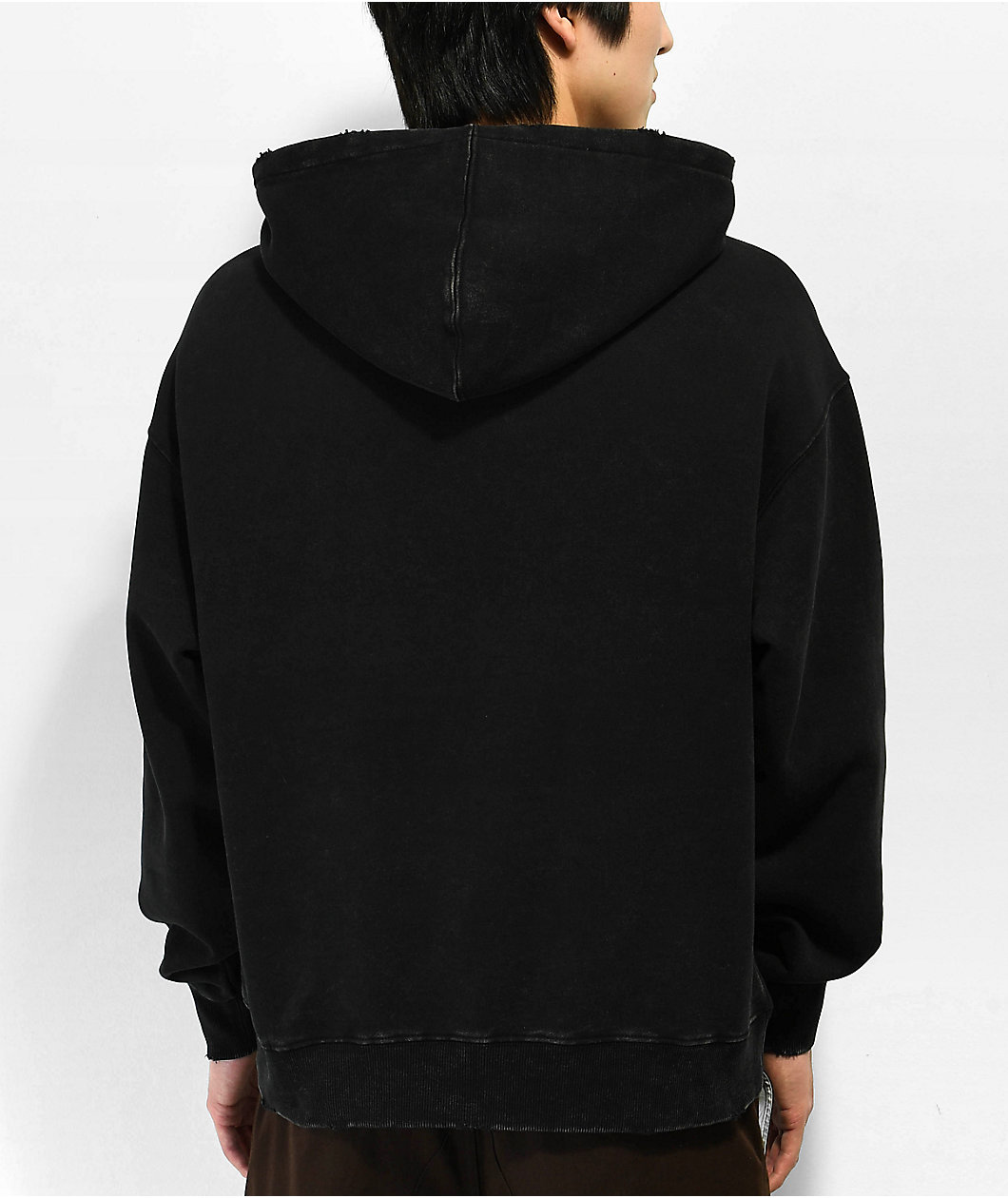 Ninth Hall Fundamentals Black Distressed Boxy Hoodie