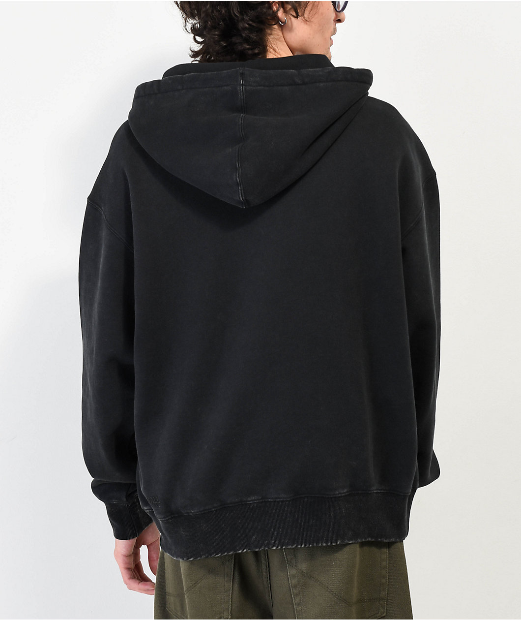 Ninth Hall Fundamentals Black Wash Boxy Zip Hoodie