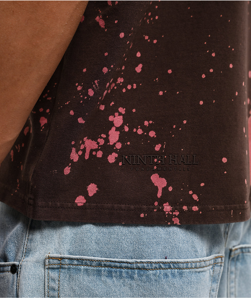 Ninth Hall Fundamentals Bleach Dye Brown Wash Boxy T-Shirt