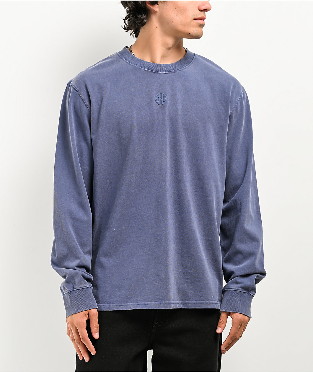 Ninth Hall Fundamentals Blue Wash Boxy Long Sleeve T-Shirt