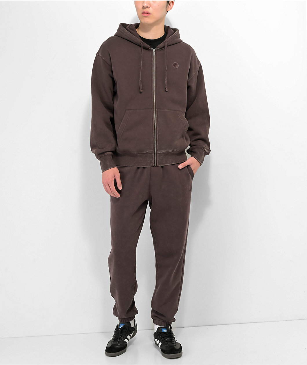 Ninth Hall Fundamentals Brown Boxy Zip Hoodie