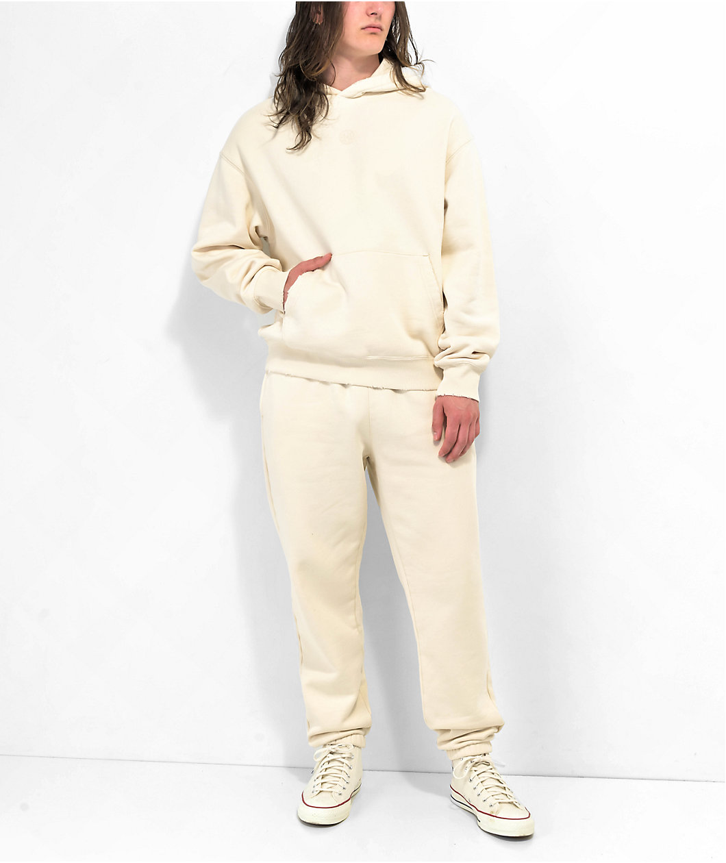 Ninth Hall Fundamentals Cream Distressed Boxy Hoodie