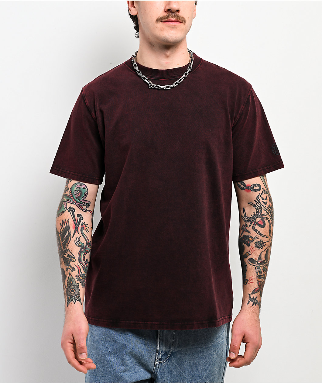 Ninth Hall Fundamentals Dark Red Static Wash T-Shirt