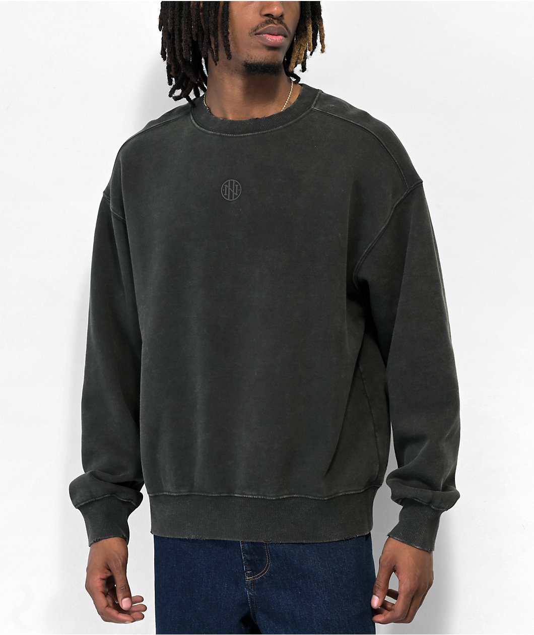 Ninth Hall Fundamentals Distressed Ash Boxy Crewneck Sweatshirt