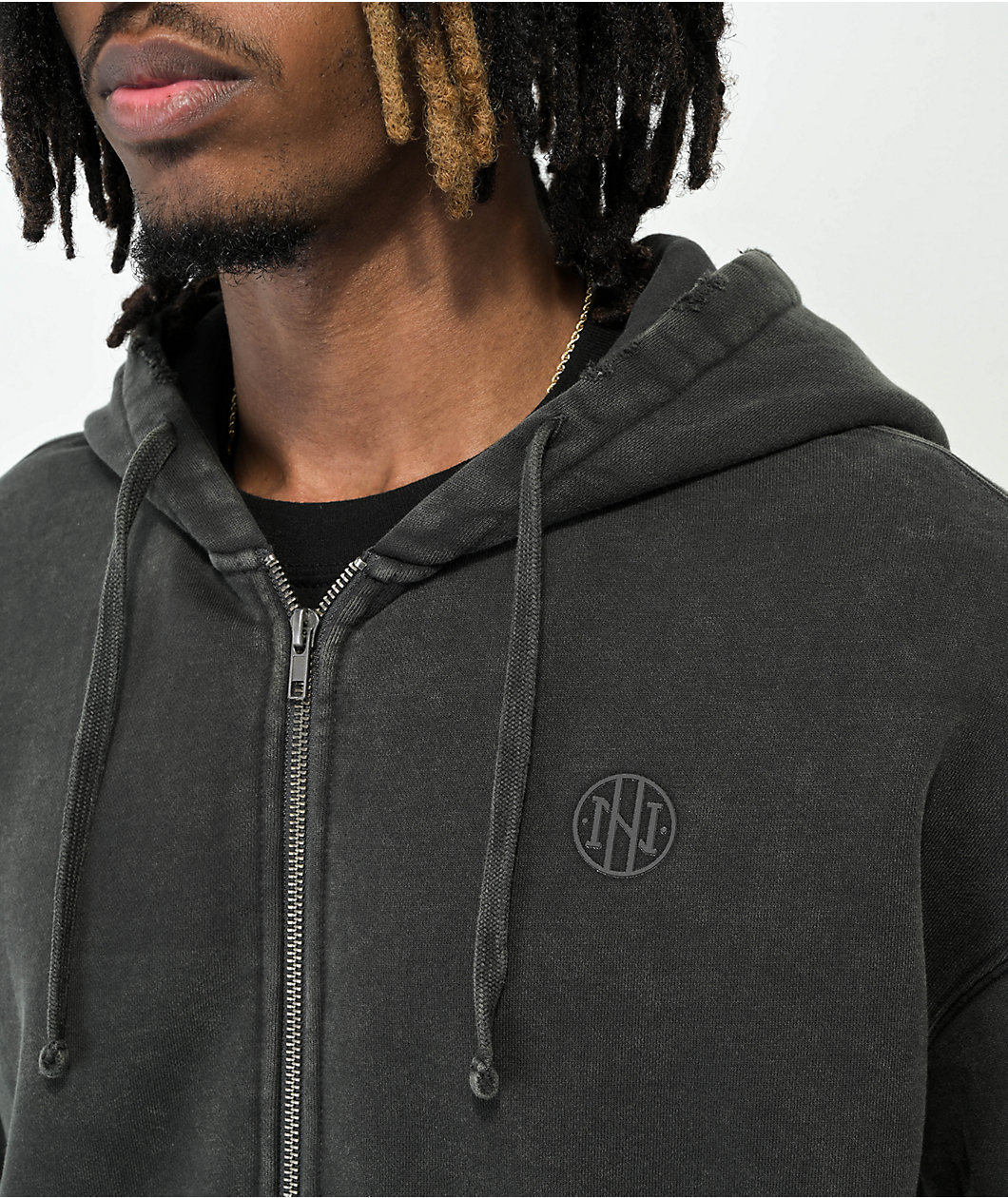 Ninth Hall Fundamentals Distressed Ash Boxy Zip Hoodie