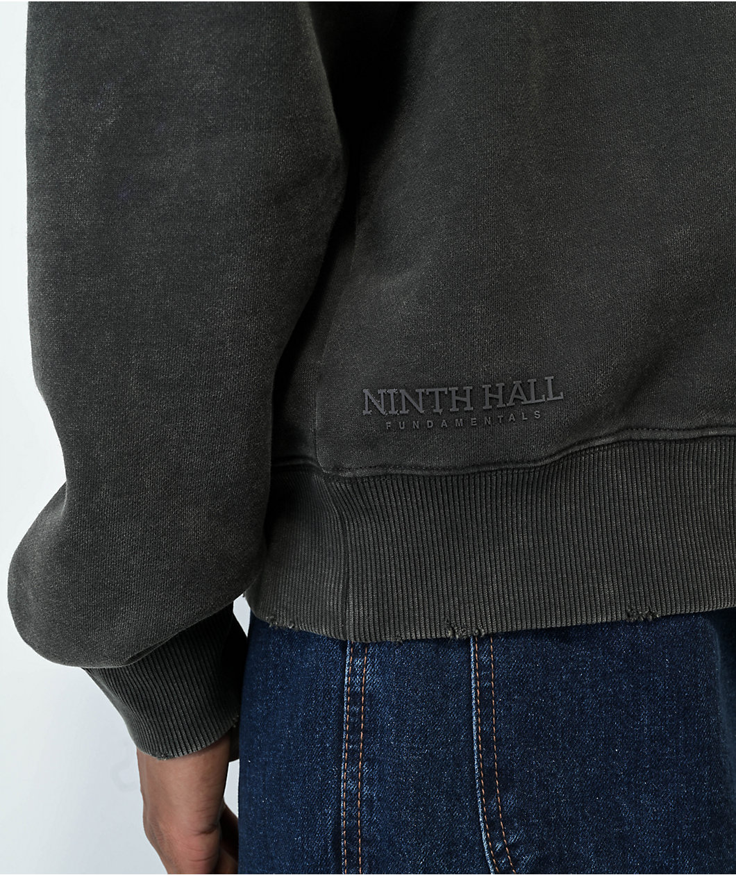 Ninth Hall Fundamentals Distressed Ash Boxy Zip Hoodie