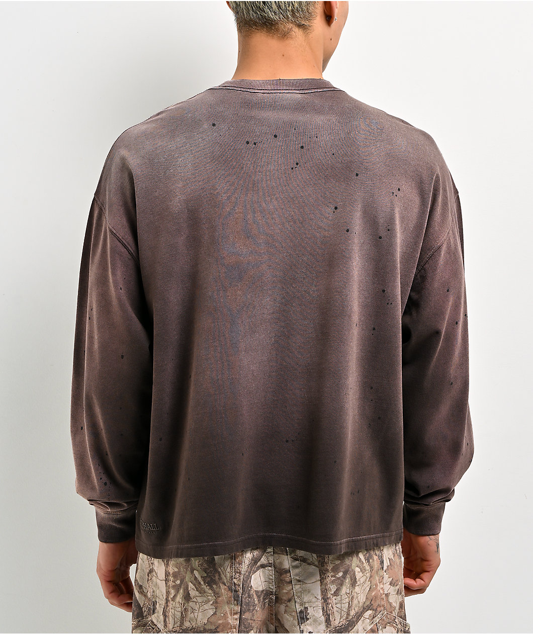 Ninth Hall Fundamentals Distressed Brown Wash Long Sleeve T-Shirt