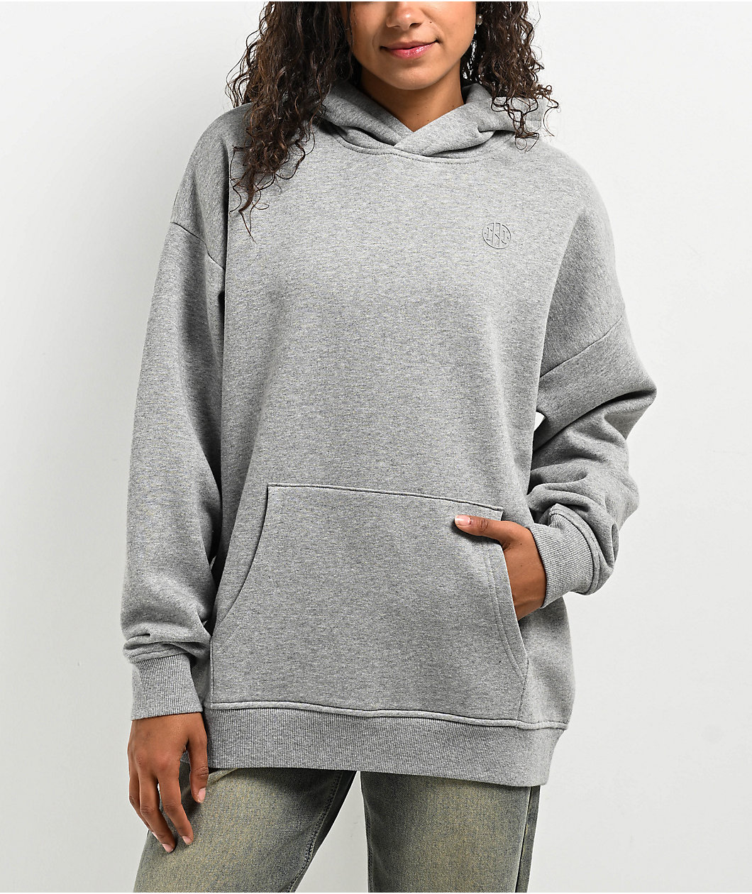 Ninth Hall Fundamentals Geena Heather Grey Oversized Hoodie