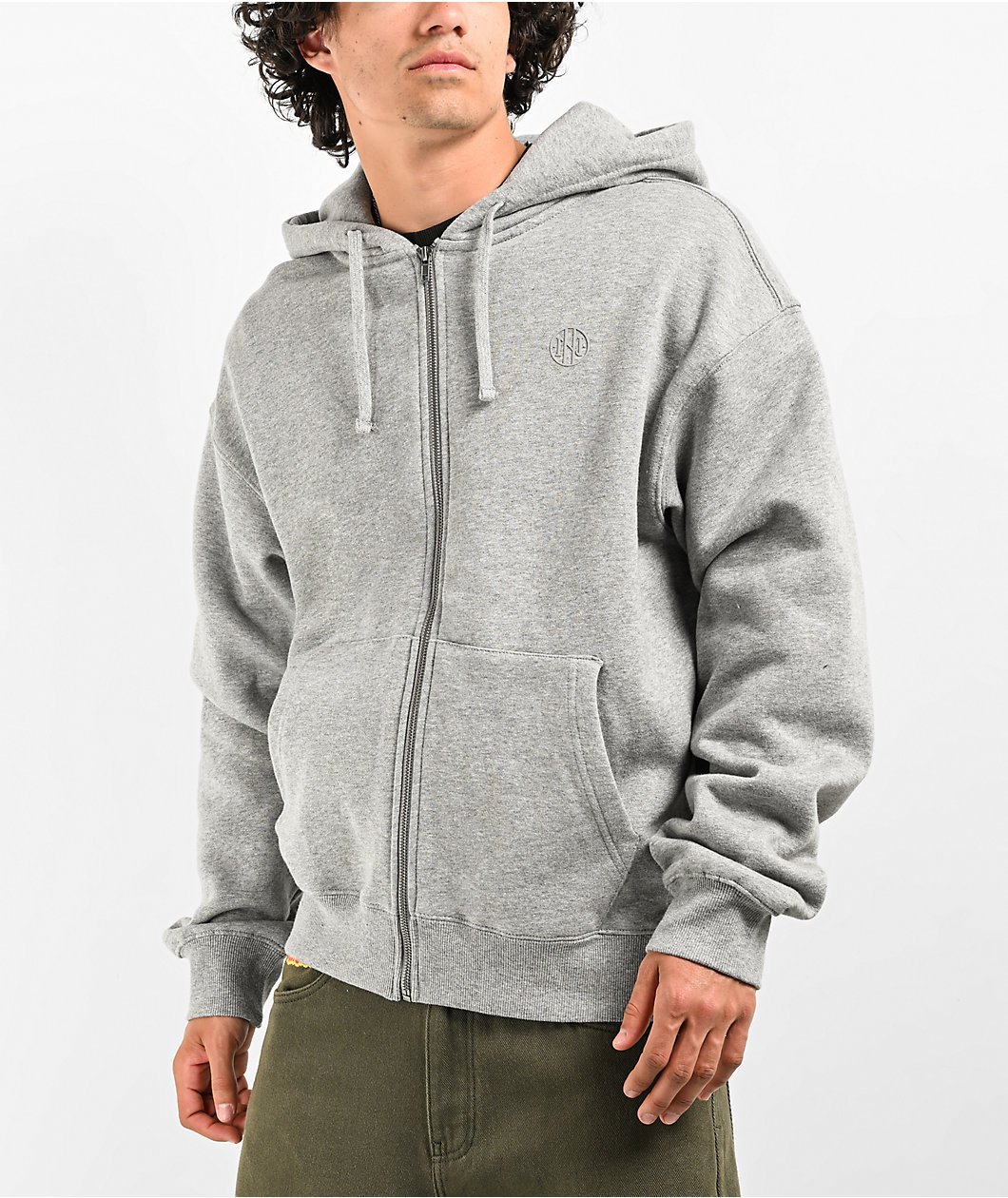 Ninth Hall Fundamentals Heather Grey Boxy Zip Hoodie