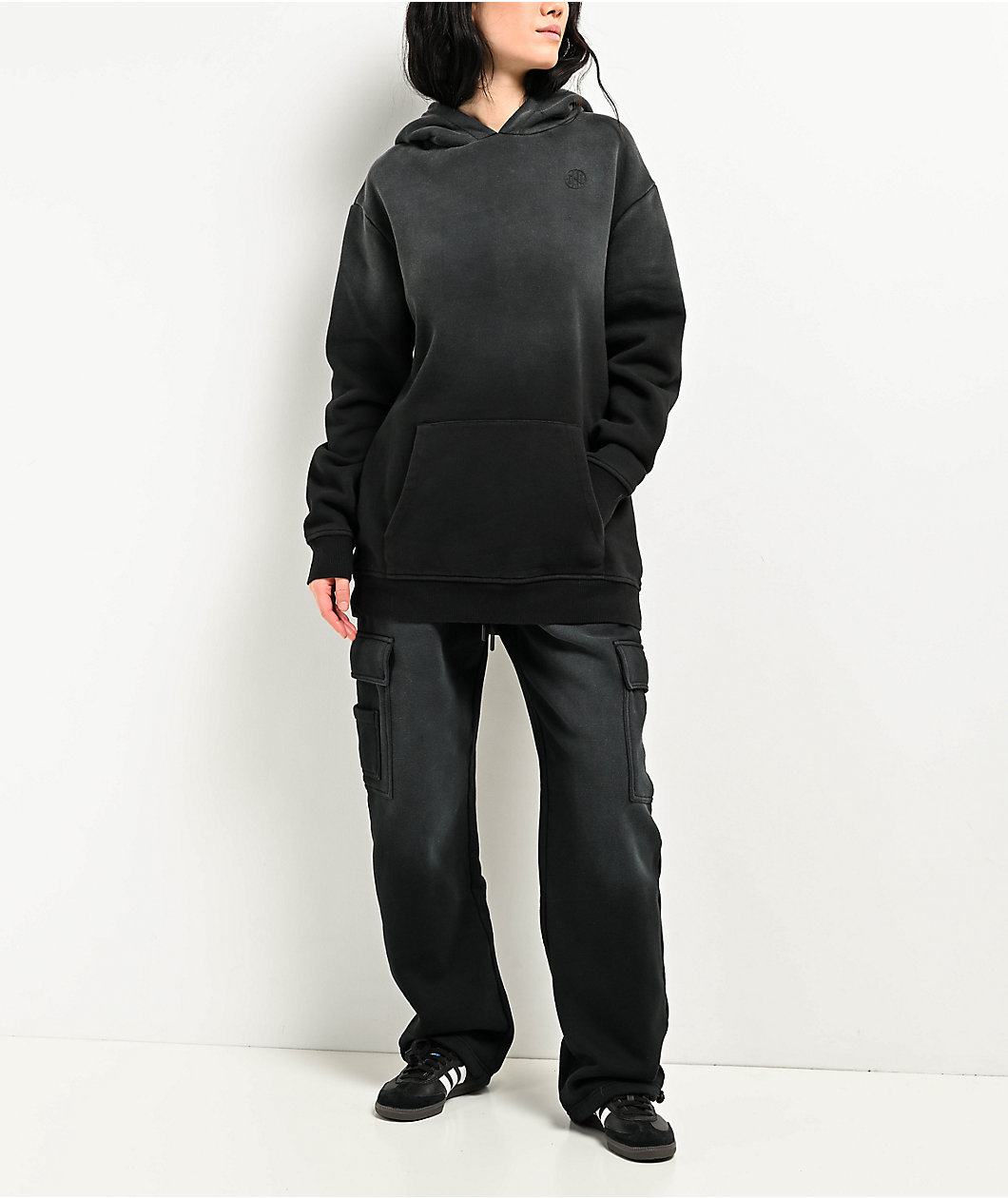 Ninth Hall Fundamentals Jayce Black Sun Bleached Oversized Hoodie 