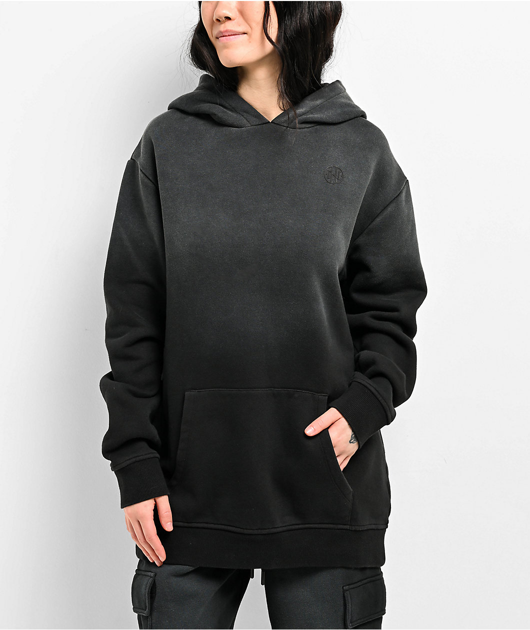 Ninth Hall Fundamentals Jayce Black Sun Bleached Oversized Hoodie