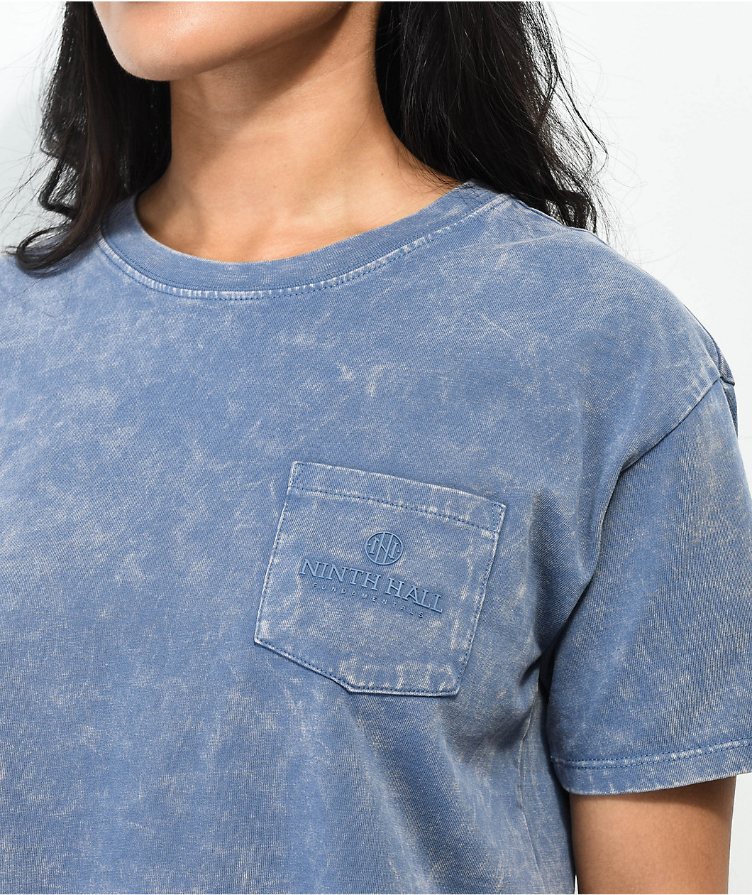 Ninth Hall Fundamentals Kaeya Blue Wash Boxy Crop T-Shirt