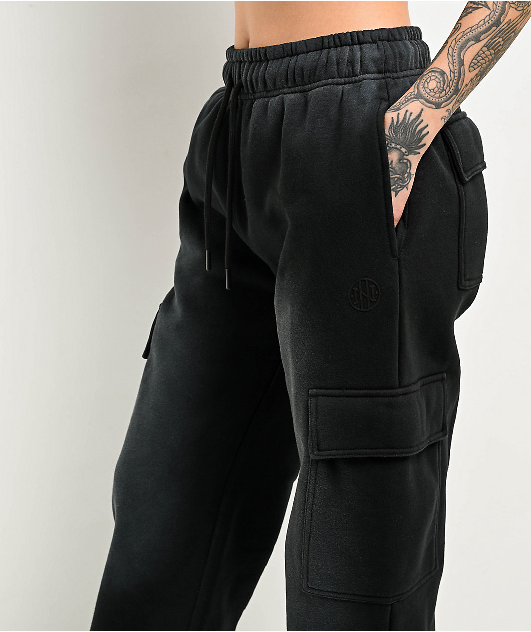 Ninth Hall Fundamentals Koa Black Sunbleached Relaxed Cargo Sweatpants