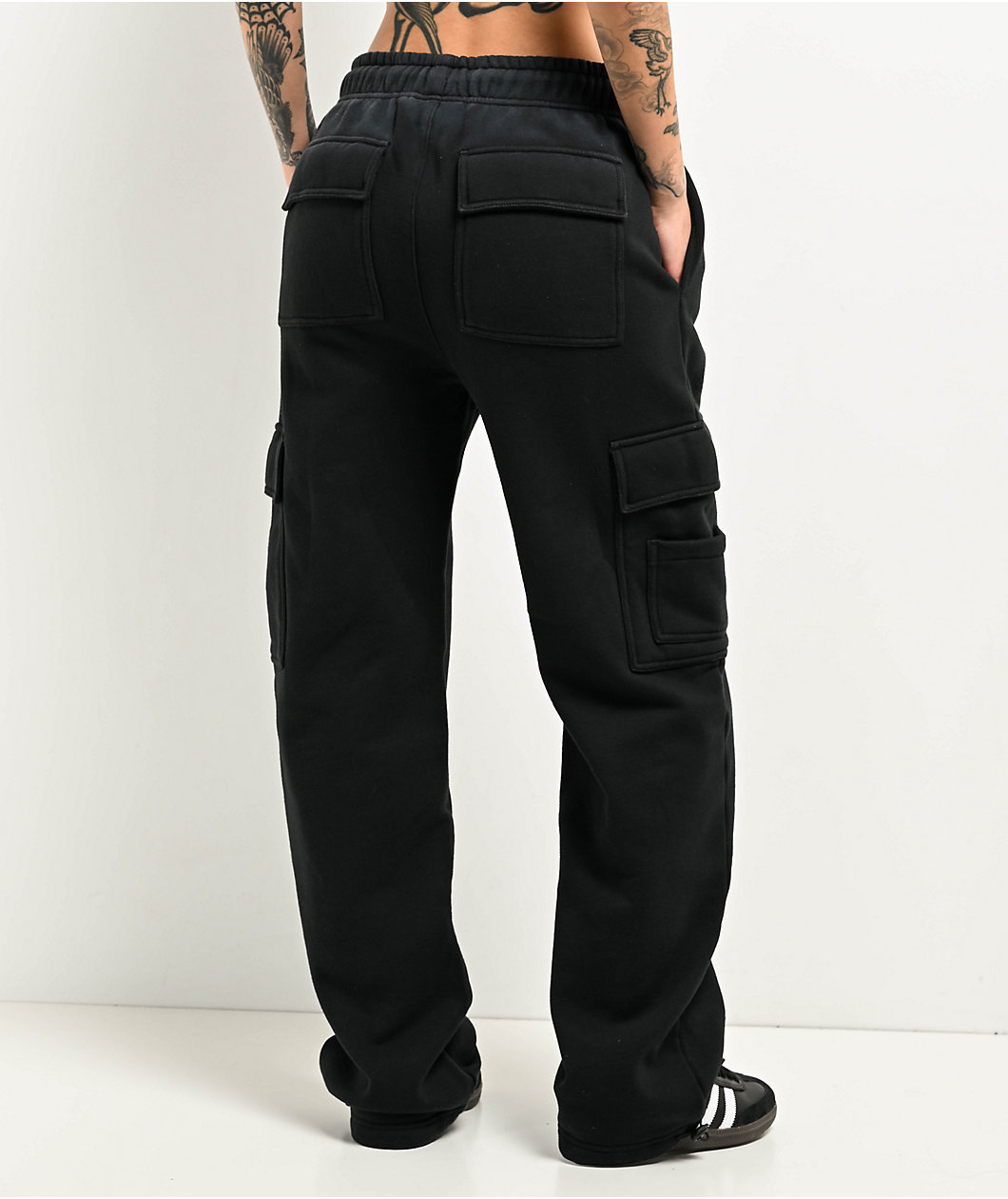 Ninth Hall Fundamentals Koa Black Sunbleached Relaxed Cargo Sweatpants