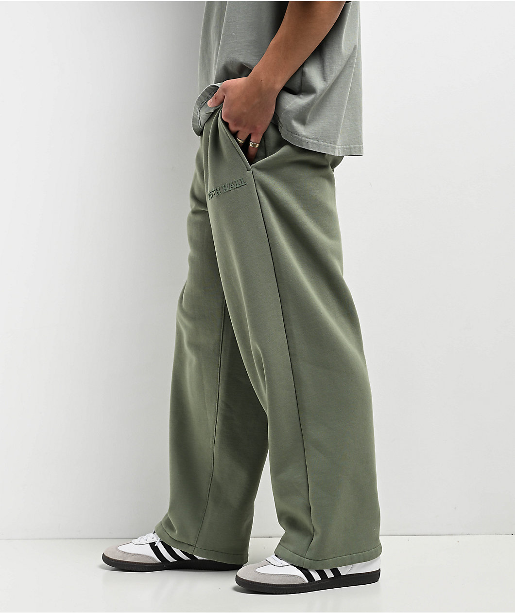 Ninth Hall Fundamentals Light Green Oversized Open Hem Sweatpants