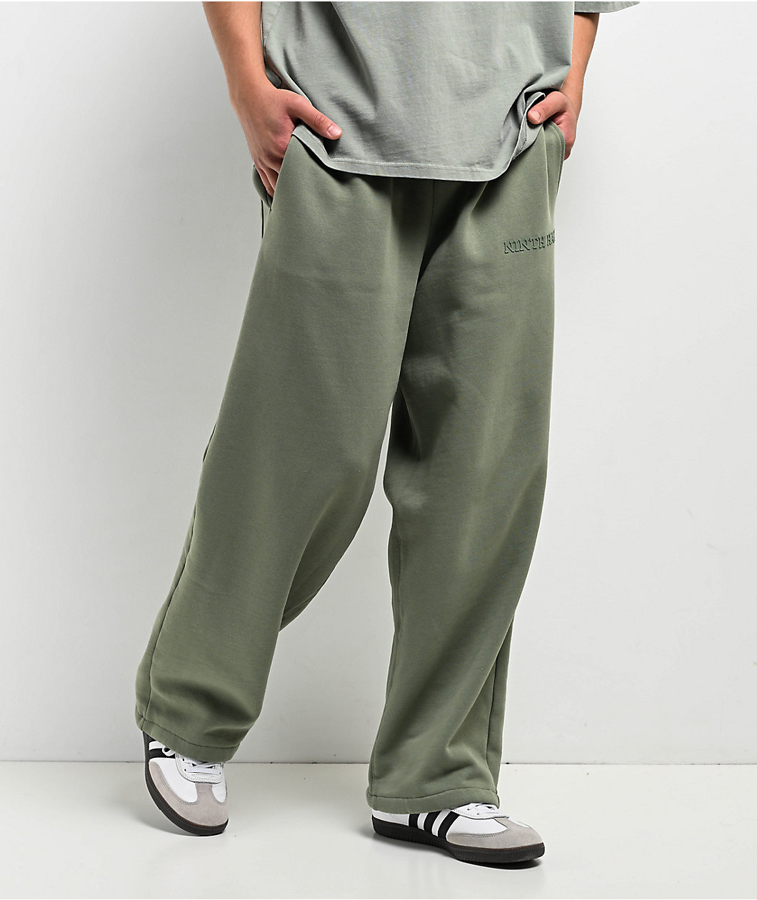 Ninth Hall Fundamentals Light Green Oversized Open Hem Sweatpants