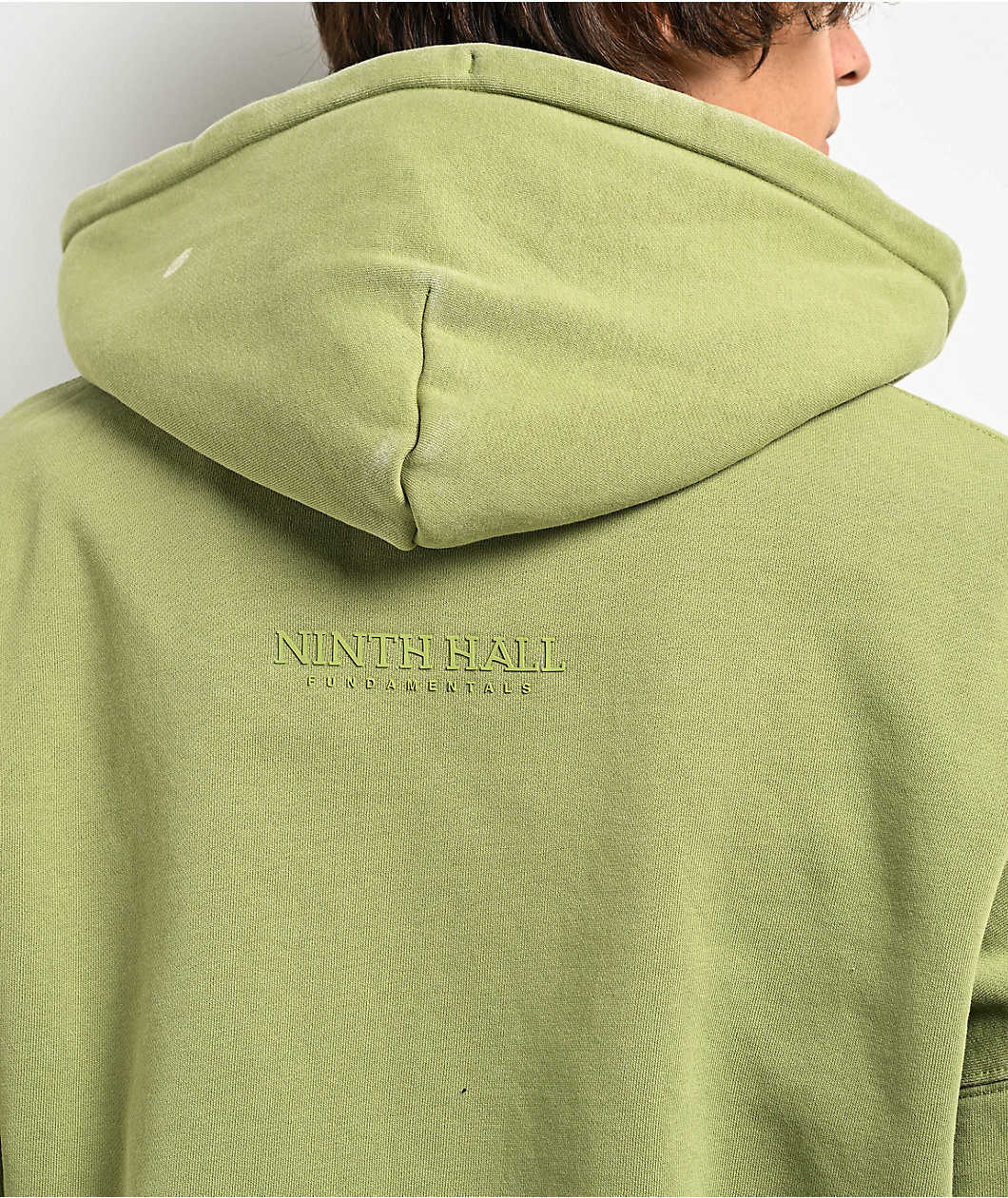 Ninth Hall Fundamentals Light Green Wash Boxy Zip Hoodie