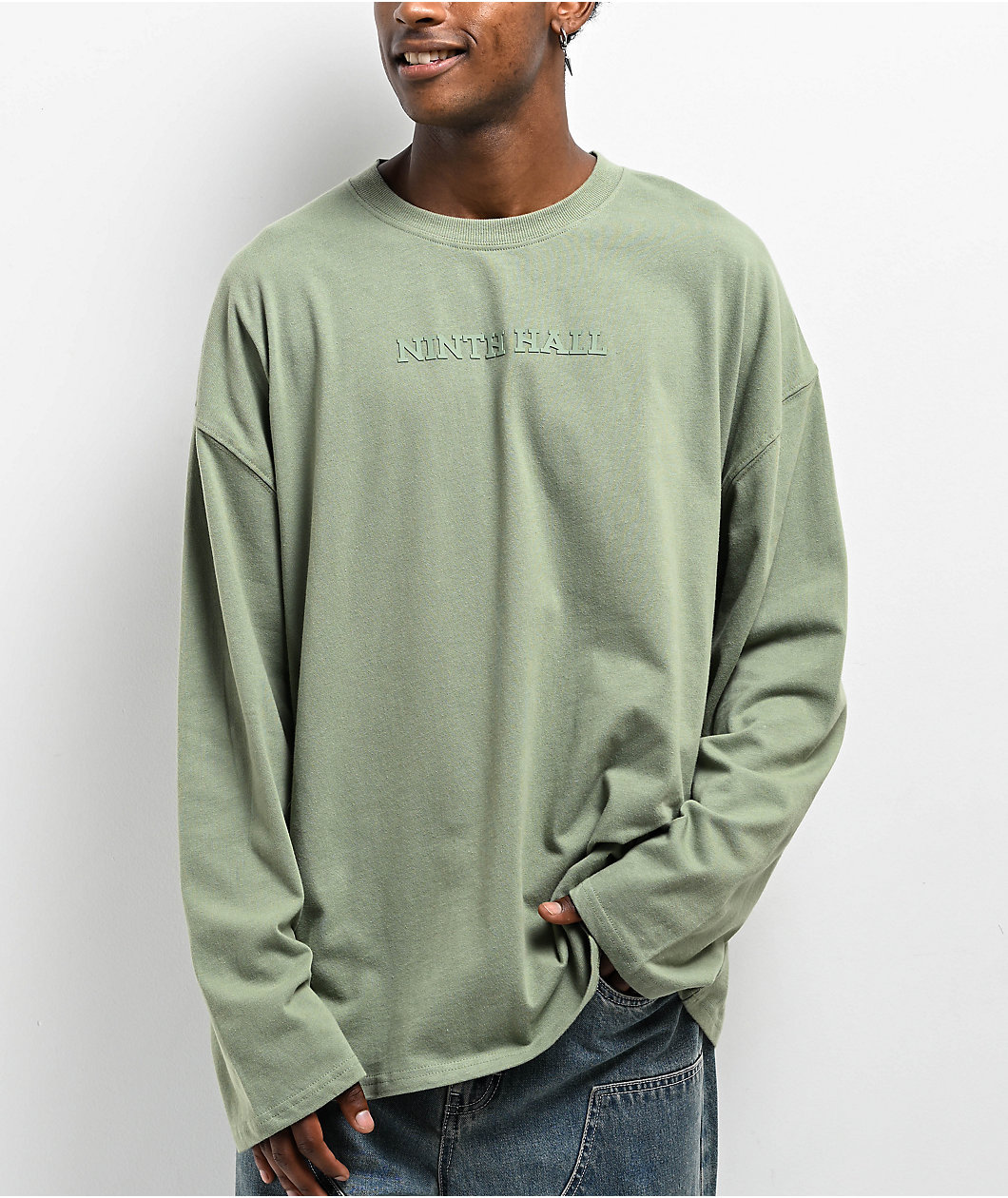 Ninth Hall Fundamentals Logo Lily Pad Long Sleeve Oversized T-Shirt