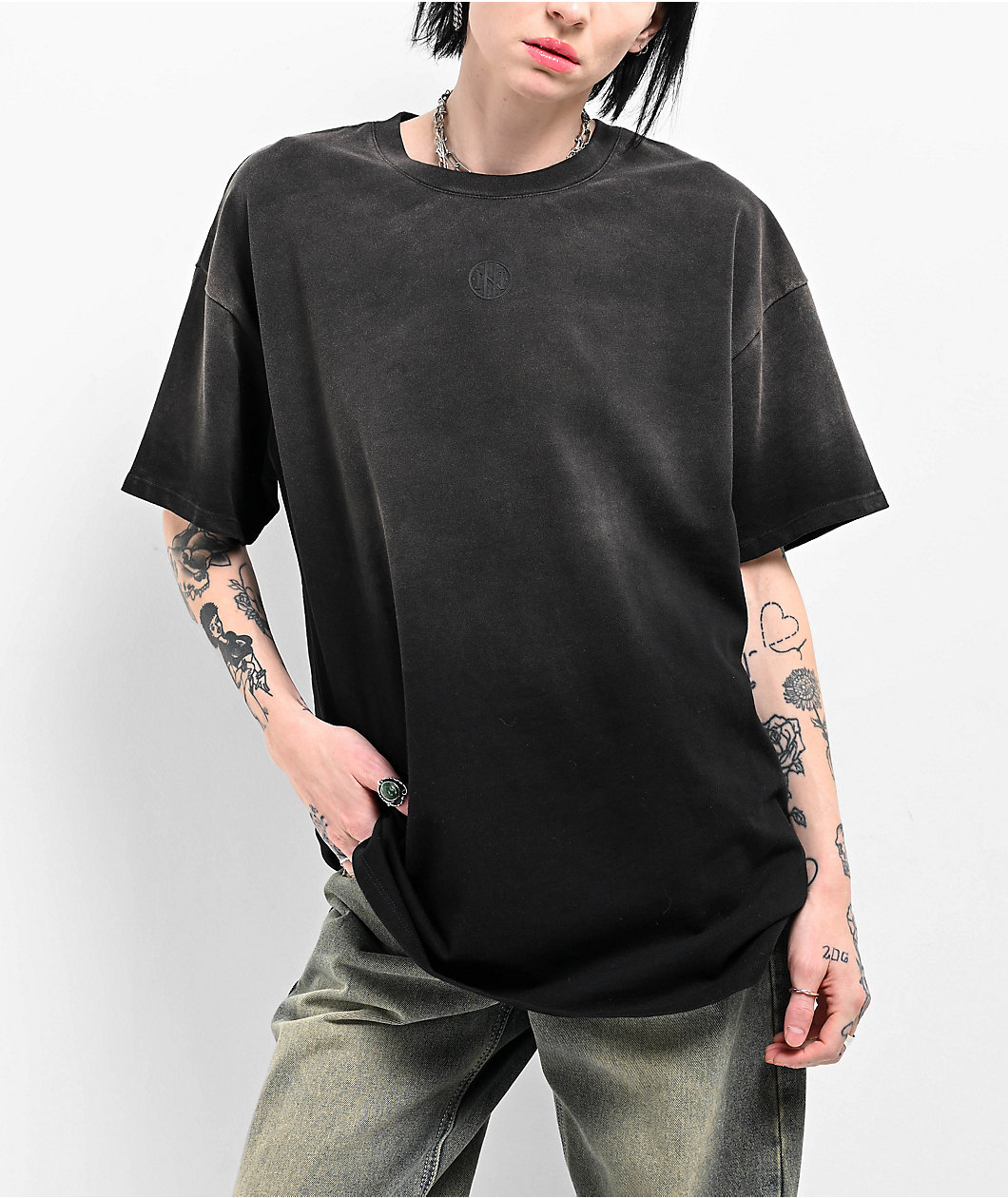 Ninth Hall Fundamentals Maeve Black Sun Bleached Oversized T-Shirt