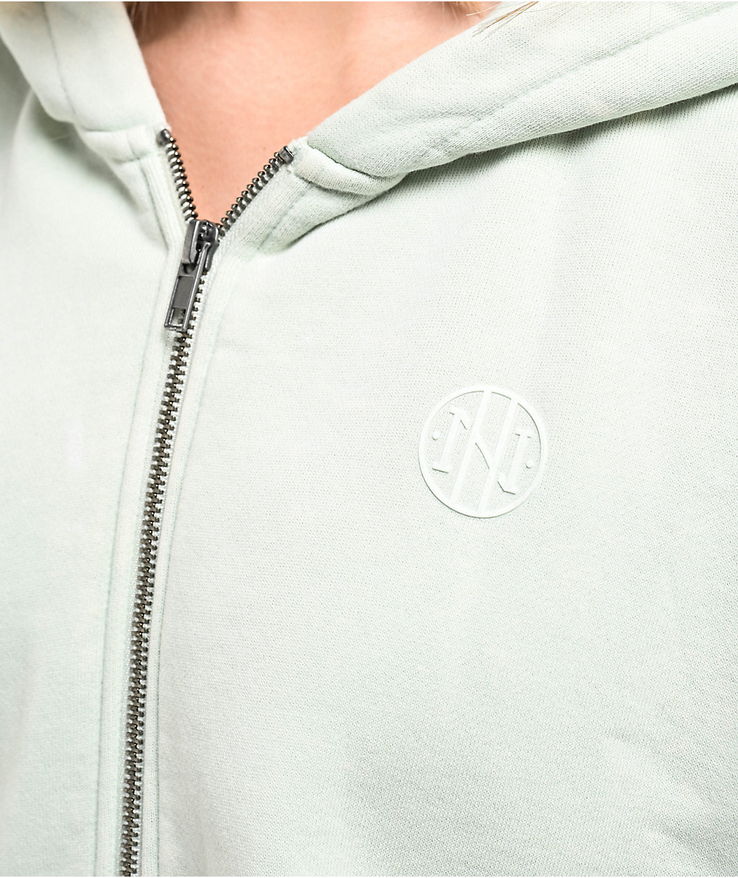 Ninth Hall Fundamentals Meena Pale Aqua Wash Oversized Zip Hoodie