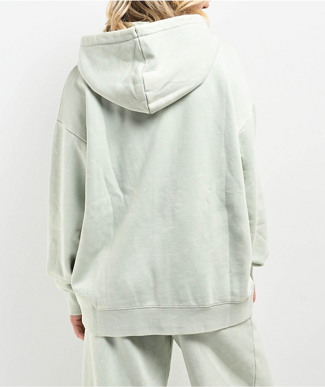 Ninth Hall Fundamentals Meena Pale Aqua Wash Oversized Zip Hoodie